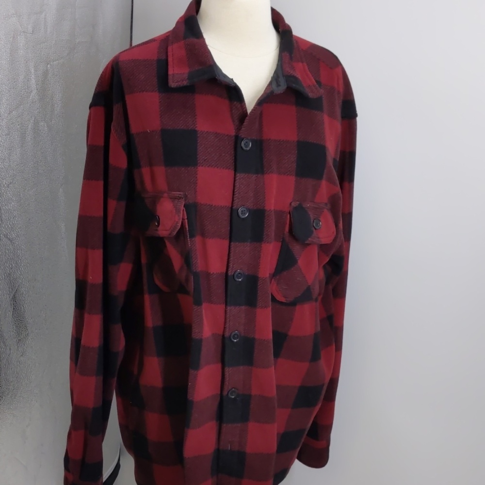 Croft & Barrow red/black check shirt jacket-sz XXL